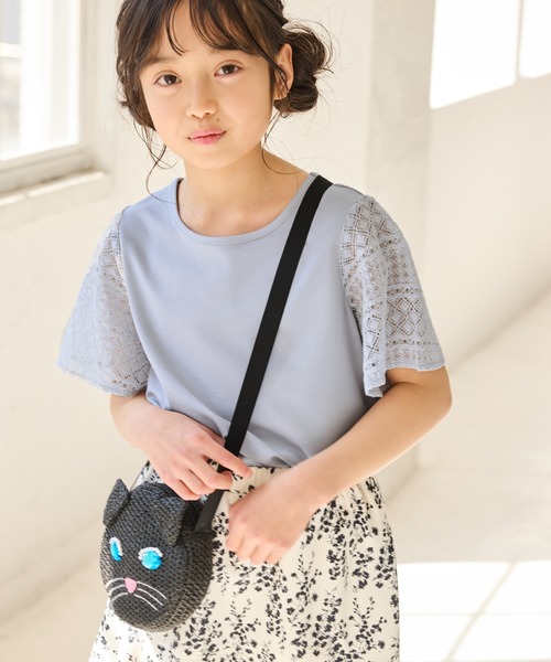 ROPE' PICNIC(ロペピクニック)の「【KIDS/キッズ】【UVカット・接触冷感】レースドッキングフレアスリーブトップス/リンクコーデ(Tシャツ/カットソー・キッズ・ブラック/ホワイト/サックスブルー・S/M/L)」の22枚目の写真