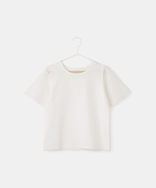 ROPE' PICNIC(ロペピクニック)の「【KIDS/キッズ】【UVカット・接触冷感】レースドッキングフレアスリーブトップス/リンクコーデ(Tシャツ/カットソー・キッズ・ブラック/ホワイト/サックスブルー・S/M/L)」の11枚目の写真