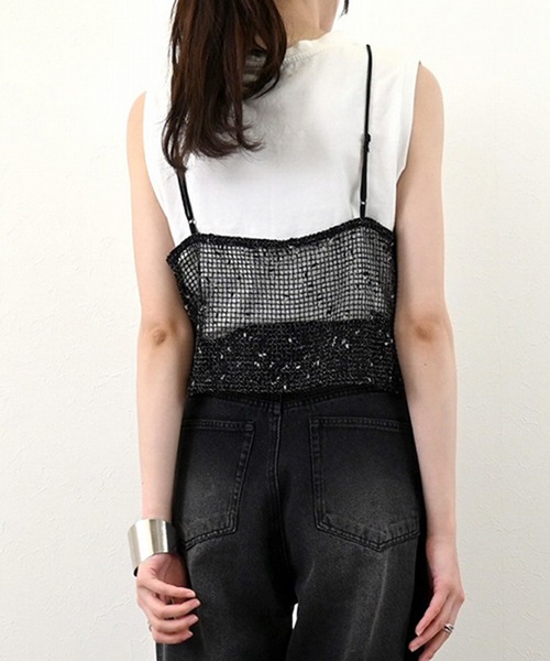 STYLEBLOCK（スタイルブロック）の「ネップメッシュビスチェ（ニット/セーター・レディース・オレンジ/ベージュ/ブラック/アイボリー・M）」の7枚目の写真