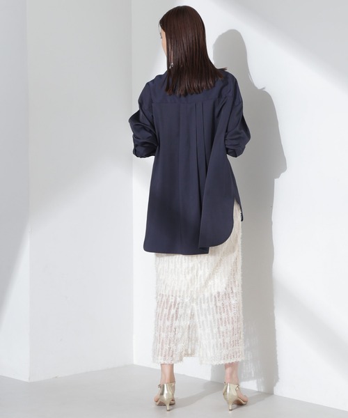 NANO universe（ナノユニバース）の「とろみバンドカラーシャツ（シャツ/ブラウス・レディース・ホワイト/ネイビー/ピンク・FREE）」の10枚目の写真