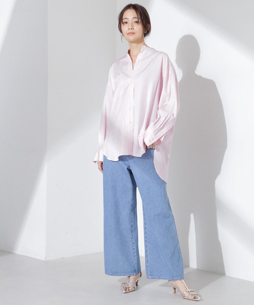 NANO universe（ナノユニバース）の「とろみバンドカラーシャツ（シャツ/ブラウス・レディース・ホワイト/ネイビー/ピンク・FREE）」の22枚目の写真