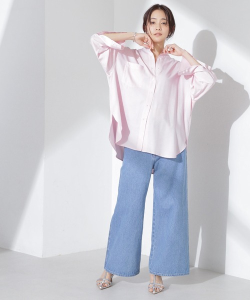 NANO universe（ナノユニバース）の「とろみバンドカラーシャツ（シャツ/ブラウス・レディース・ホワイト/ネイビー/ピンク・FREE）」の21枚目の写真