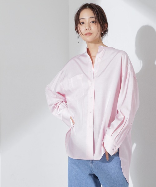 NANO universe（ナノユニバース）の「とろみバンドカラーシャツ（シャツ/ブラウス・レディース・ホワイト/ネイビー/ピンク・FREE）」の19枚目の写真