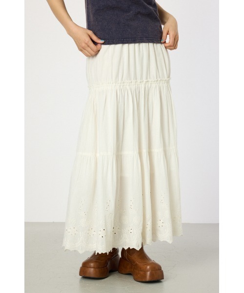 RODEO CROWNS WIDE BOWL(ロデオクラウンズワイドボウル)の「コットンローンスカラップスカート(スカート・レディース・ブラウン/オフホワイト/グリーン・FREE)」の9枚目の写真