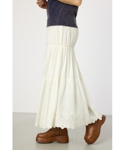 RODEO CROWNS WIDE BOWL(ロデオクラウンズワイドボウル)の「コットンローンスカラップスカート(スカート・レディース・ブラウン/オフホワイト/グリーン・FREE)」の10枚目の写真