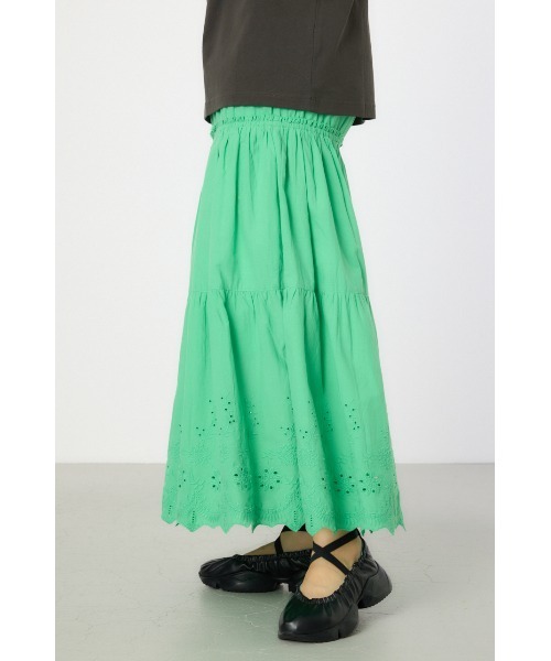 RODEO CROWNS WIDE BOWL(ロデオクラウンズワイドボウル)の「コットンローンスカラップスカート(スカート・レディース・ブラウン/オフホワイト/グリーン・FREE)」の5枚目の写真