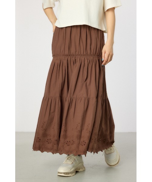 RODEO CROWNS WIDE BOWL(ロデオクラウンズワイドボウル)の「コットンローンスカラップスカート(スカート・レディース・ブラウン/オフホワイト/グリーン・FREE)」の14枚目の写真