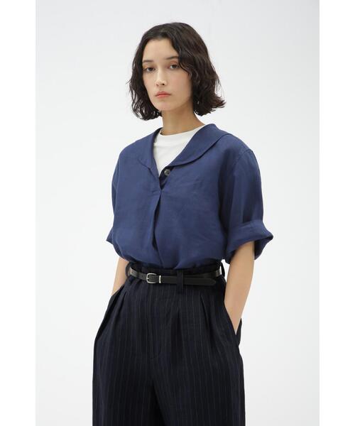 MARGARET HOWELL(マーガレットハウエル)の「LINEN VOILE(シャツ/ブラウス・レディース・ピンク系その他/ホワイト/ブルー系その他5・1/2)」の2枚目の写真