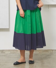 【WOMEN】バイカラーギャザー スカート