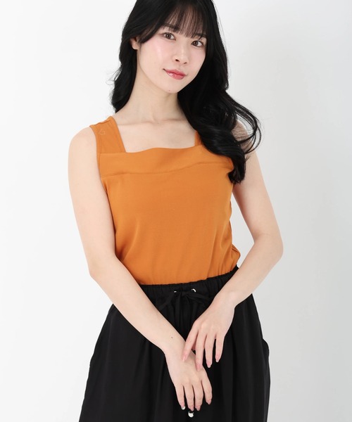 STRAWBERRY-FIELDS（ストロベリーフィールズ）の「フライスタンクトップ（キャミソール・レディース・ブラック/ホワイト/オレンジ/ブラウン・2）」の4枚目の写真