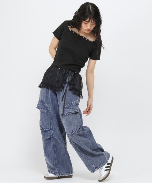 3.3 Field Trip (3.3フィールドトリップ)の「3.3 Field Trip/レースフリルスカート(ベルト・レディース・ブラック/ホワイト・FREE)」の5枚目の写真