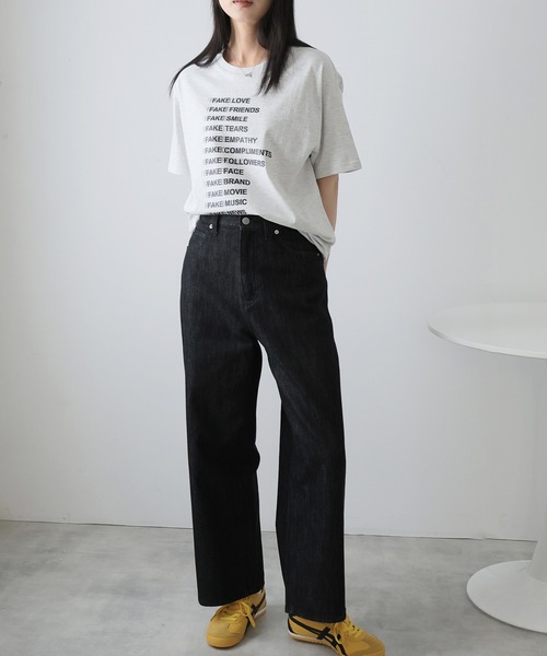 Doula Doula（ドゥーラドゥーラ）の「ストレートデニムワイドパンツ（デニムパンツ・レディース・ブラック/インディゴブルー・マルチサイズ）」の13枚目の写真