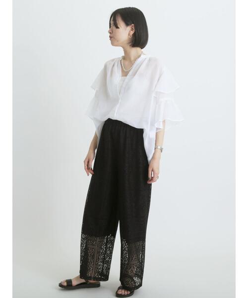 sm2rhythm（サマンサモスモスリズム）の「ボイルラッフルブラウス（シャツ/ブラウス・レディース・イエロー/オフホワイト/ブラック・F）」の16枚目の写真