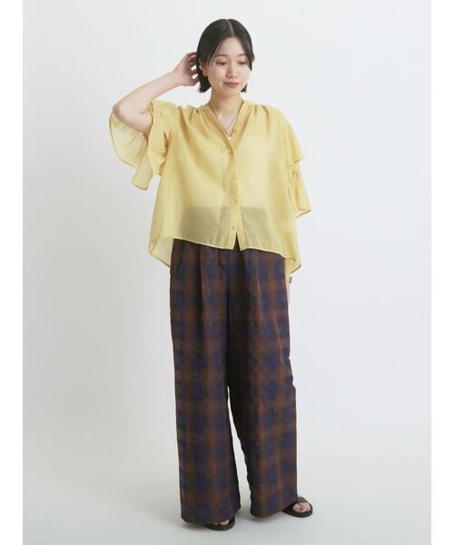 sm2rhythm（サマンサモスモスリズム）の「ボイルラッフルブラウス（シャツ/ブラウス・レディース・イエロー/オフホワイト/ブラック・F）」の4枚目の写真