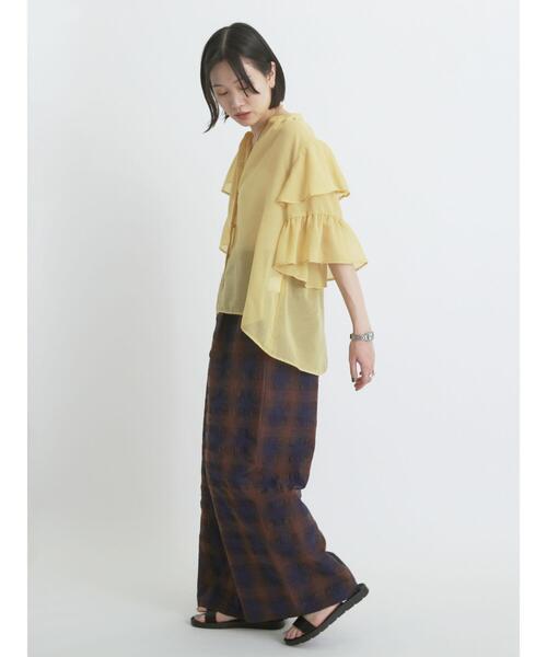 sm2rhythm（サマンサモスモスリズム）の「ボイルラッフルブラウス（シャツ/ブラウス・レディース・イエロー/オフホワイト/ブラック・F）」の5枚目の写真