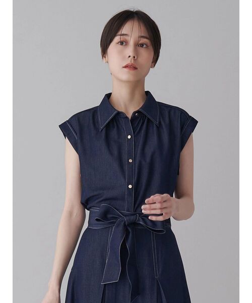 ★TONAL  未使用  アシメ配色Vネック7分袖ブラウス★ TONAL（トーナル）の「アシメ配色Vネック7分袖ブラウス（シャツ