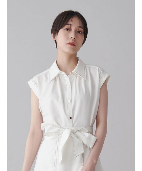 ブラウス シャツ デニムライクギャザーフレンチブラウス レディース TONAL ブラウス シャツ デニムライクギャザーフレンチブラウス