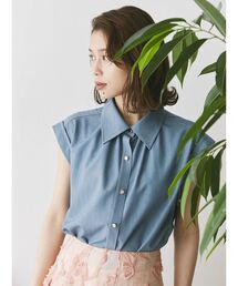 TONAL ブラウス シャツ デニムライクギャザーフレンチブラウス