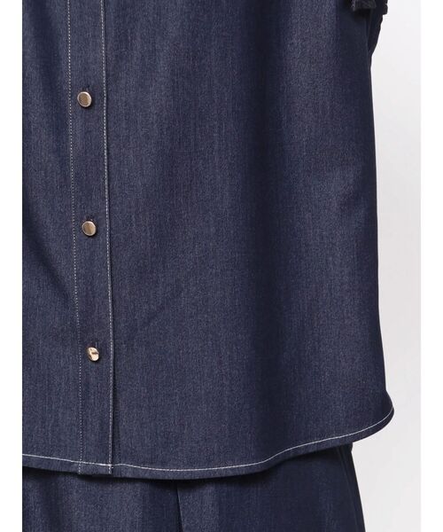ブラウス シャツ デニムライクギャザーフレンチブラウス レディース TONAL ブラウス シャツ デニムライクギャザーフレンチブラウス