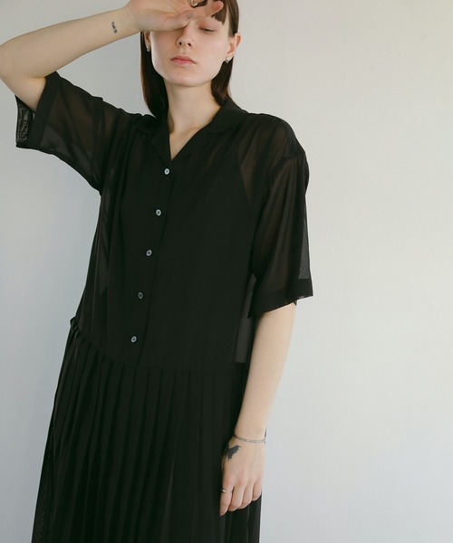 MANOF(マノフ)の「SHEER PLEATS ONE PIECE(ワンピース・レディース・ブラック/ピンク・S/M)」の17枚目の写真