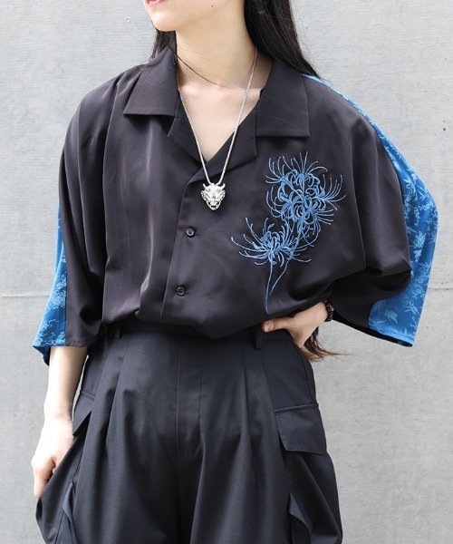 彼岸花刺繍半袖シャツ（シャツ/ブラウス）｜REZEN（リゼン）の