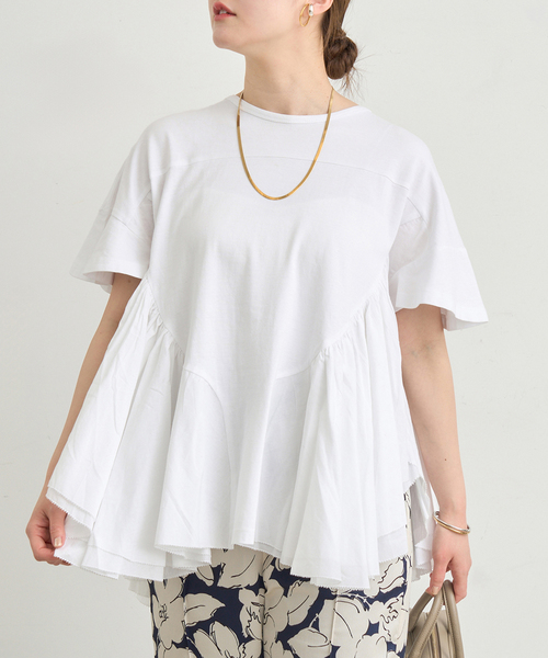 IENA（イエナ）の「《追加》AAYUSHI/アユーシ ロングティアードフリルテールトップス（Tシャツ/カットソー・レディース・ブラック/ホワイト・FREE）」の17枚目の写真