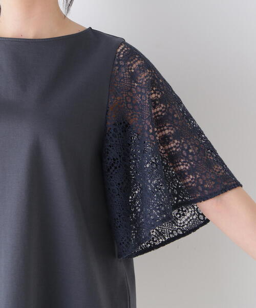 tシャツ 「WEB限定」ラッセル レース ドッキング TEE レディース ◇【接触冷感】ラッセルレースドッキングカットソープルオーバー