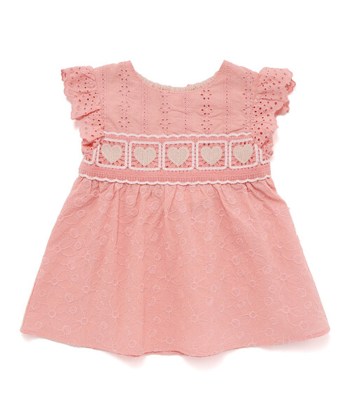 SLAP SLIP（スラップスリップ）の「袖レースクロシェ編みドッキングチュニック(80~130cm)（シャツ/ブラウス・キッズ・ピンク/ブルー・90cm/100cm/130cm/120cm/110cm/80ｃｍ）」の6枚目の写真