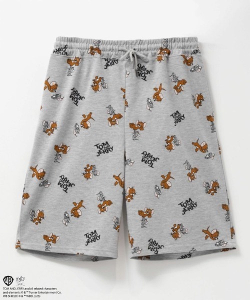 Tom&Jerry(トムアンドジェリー)の「キャラクター総柄ハーフパンツ(その他パンツ・メンズ・ブラック/杢グレー/オートミール・M/L/XL)」の2枚目の写真