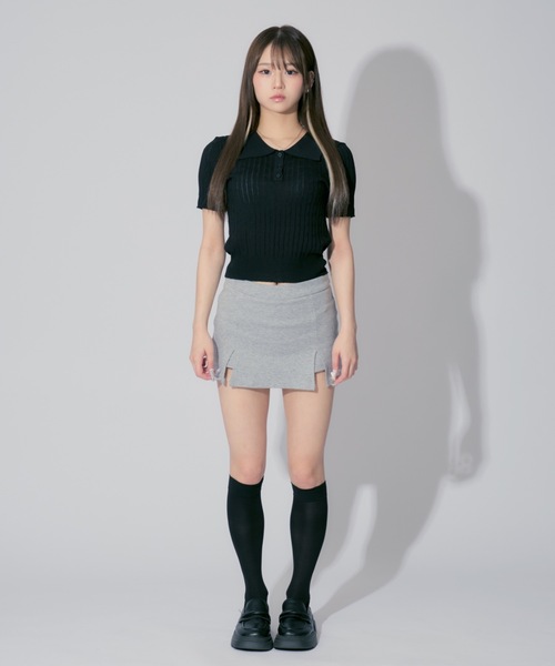 ALLuRing ChaRm(アリュリングチャーム)の「Sweat Mini Skirt Pants / スウェットミニスカートパンツ キュロット(スカート・レディース・グレー/ブラック・FREE)」の10枚目の写真