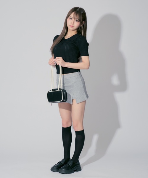 ALLuRing ChaRm(アリュリングチャーム)の「Sweat Mini Skirt Pants / スウェットミニスカートパンツ キュロット(スカート・レディース・グレー/ブラック・FREE)」の11枚目の写真