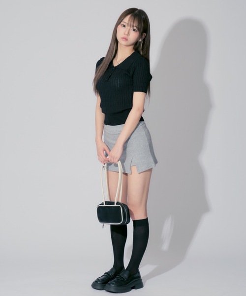 ALLuRing ChaRm(アリュリングチャーム)の「Sweat Mini Skirt Pants / スウェットミニスカートパンツ キュロット(スカート・レディース・グレー/ブラック・FREE)」の12枚目の写真