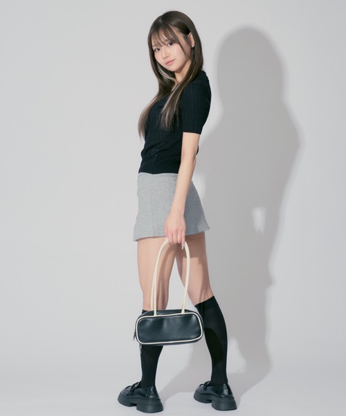 ALLuRing ChaRm(アリュリングチャーム)の「Sweat Mini Skirt Pants / スウェットミニスカートパンツ キュロット(スカート・レディース・グレー/ブラック・FREE)」の13枚目の写真