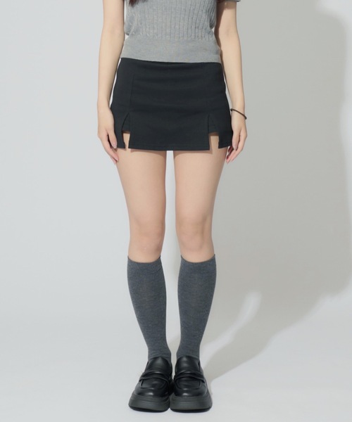 ALLuRing ChaRm(アリュリングチャーム)の「Sweat Mini Skirt Pants / スウェットミニスカートパンツ キュロット(スカート・レディース・グレー/ブラック・FREE)」の3枚目の写真