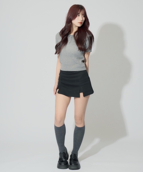 ALLuRing ChaRm(アリュリングチャーム)の「Sweat Mini Skirt Pants / スウェットミニスカートパンツ キュロット(スカート・レディース・グレー/ブラック・FREE)」の6枚目の写真