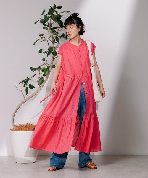 FREAK'S STORE(フリークスストア)の「インド 前開きウエスト紐 フレンチスリーブワンピース/ティアードシャツワンピース/バンドカラーシャツワンピース(シャツワンピース・レディース・ブラック/ピンク/その他・フリ-)」の20枚目の写真