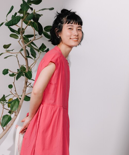 FREAK'S STORE(フリークスストア)の「インド 前開きウエスト紐 フレンチスリーブワンピース/ティアードシャツワンピース/バンドカラーシャツワンピース(シャツワンピース・レディース・ブラック/ピンク/その他・フリ-)」の15枚目の写真