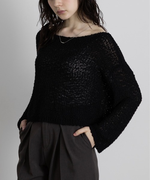 Lunea（ルネア）の「ぽこぽこオーバーニットトップス（ニット/セーター・レディース・ブラック/アイボリー/グレー/ホワイト・FREE）」の3枚目の写真
