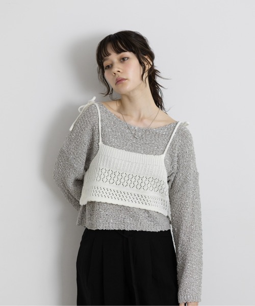 Lunea（ルネア）の「ぽこぽこオーバーニットトップス（ニット/セーター・レディース・ブラック/アイボリー/グレー/ホワイト・FREE）」の5枚目の写真
