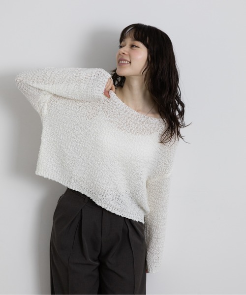 Lunea（ルネア）の「ぽこぽこオーバーニットトップス（ニット/セーター・レディース・ブラック/アイボリー/グレー/ホワイト・FREE）」の21枚目の写真