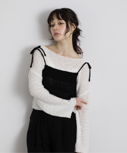 Lunea（ルネア）の「ぽこぽこオーバーニットトップス（ニット/セーター・レディース・ブラック/アイボリー/グレー/ホワイト・FREE）」の15枚目の写真