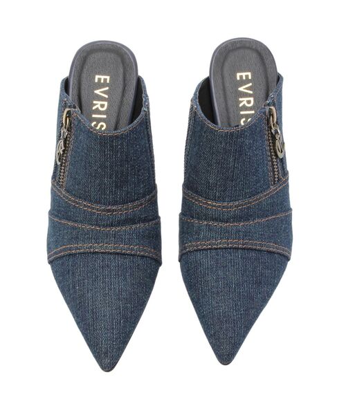 EVRIS（エヴリス）の「Eチャームポインテッドトゥミュール（サンダル・レディース・ブラック/インディゴブルー・SMALL/MEDIUM/LARGE）」の10枚目の写真