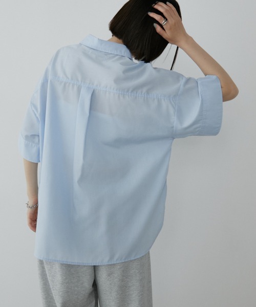 Aunt Marie's(アントマリーズ)の「フロントタックハーフスリーブシャツ(シャツ/ブラウス・レディース・ライトピンク/ライトブルー/ホワイト/ブルー/ホワイト×ブラック・FREE)」の15枚目の写真