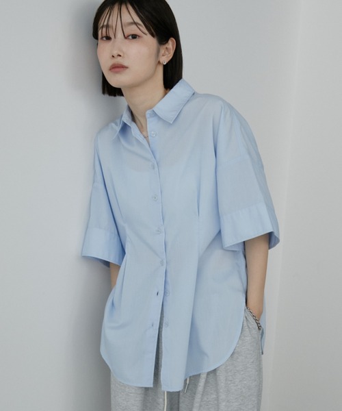 Aunt Marie's(アントマリーズ)の「フロントタックハーフスリーブシャツ(シャツ/ブラウス・レディース・ライトピンク/ライトブルー/ホワイト/ブルー/ホワイト×ブラック・FREE)」の13枚目の写真