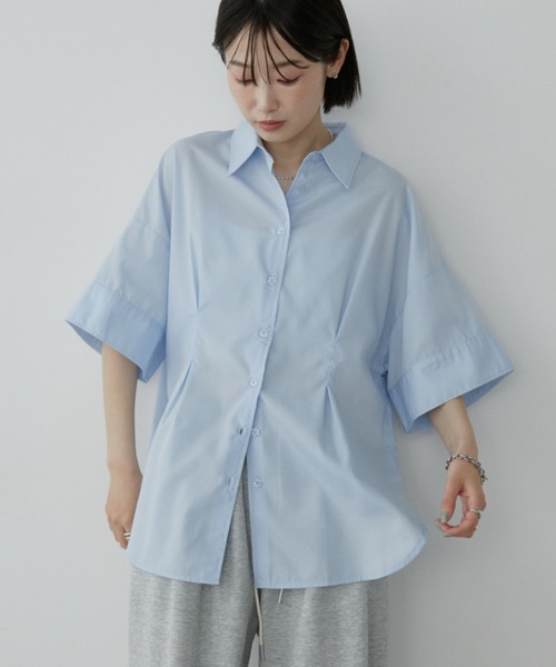Aunt Marie's(アントマリーズ)の「フロントタックハーフスリーブシャツ(シャツ/ブラウス・レディース・ライトピンク/ライトブルー/ホワイト/ブルー/ホワイト×ブラック・FREE)」の14枚目の写真