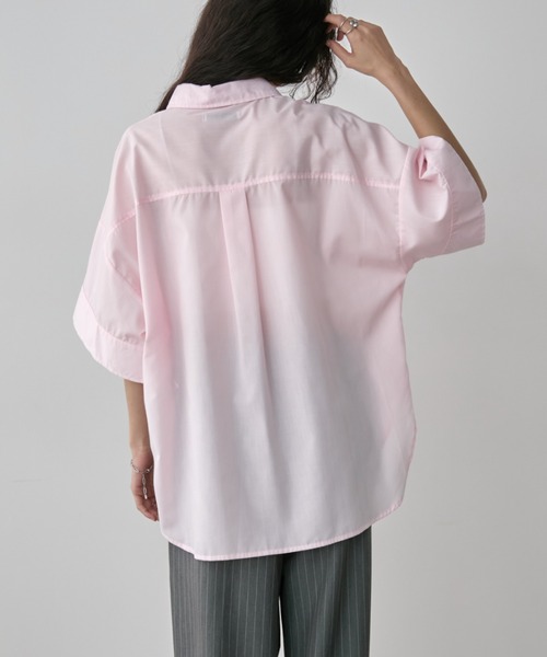 Aunt Marie's(アントマリーズ)の「フロントタックハーフスリーブシャツ(シャツ/ブラウス・レディース・ライトピンク/ライトブルー/ホワイト/ブルー/ホワイト×ブラック・FREE)」の9枚目の写真