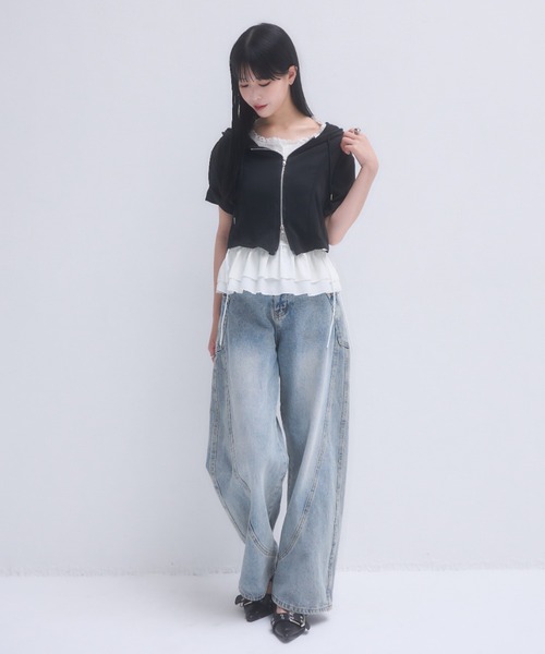 mellowneon（メロウネオン）の「ヘンリーネックフリルドッキングトップス（Tシャツ/カットソー・レディース・アイボリー・FREE）」の18枚目の写真