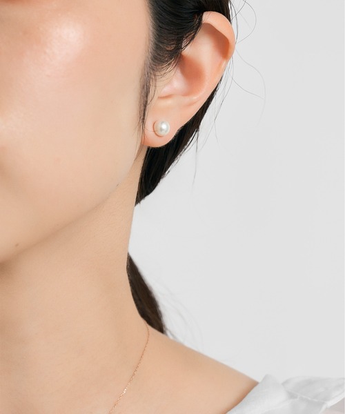 Jewel closet by L&Co.（ジュエルクローゼットバイエルアンドコー）の「プラチナ シェル/貝 ピアス 6㎜（ピアス（両耳用）・レディース・プラチナム・FREE）」の5枚目の写真