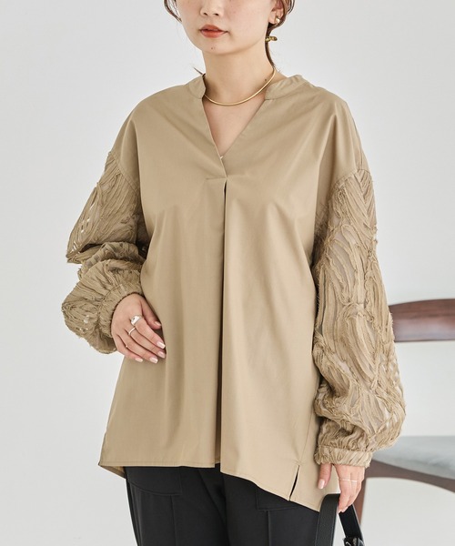 ラビアンジェ（LAVEANGE）/バテンレース切替ブラウス セール】バテンレース切替ブラウス（シャツ/ブラウス）｜LAVEANGE