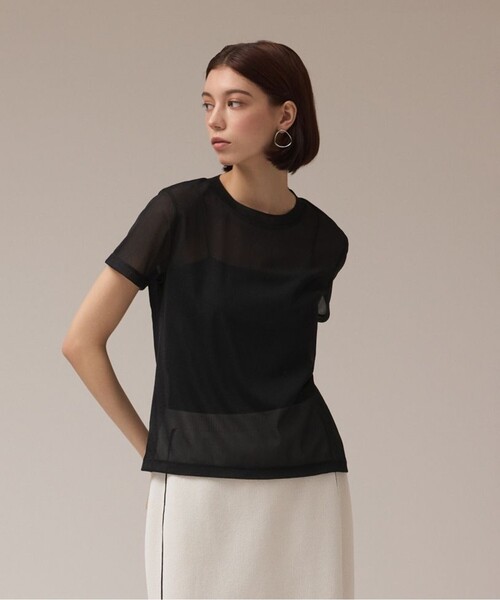 Diagram(ダイアグラム)の「シアーカットトップ(Tシャツ/カットソー・レディース・ホワイト/ブラック/ブルー・36)」の2枚目の写真